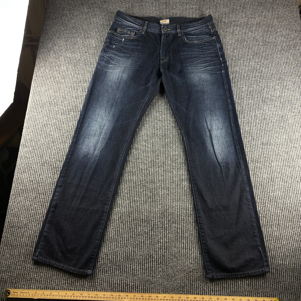 Hugo Boss Orange Orange25 Zip Mens Jeans 36x34 Regular Fit Dark Wash Straight